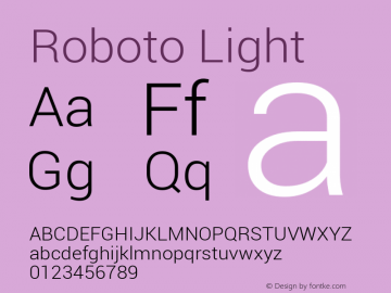 Roboto Light Version 1.00000; 2011 Font Sample