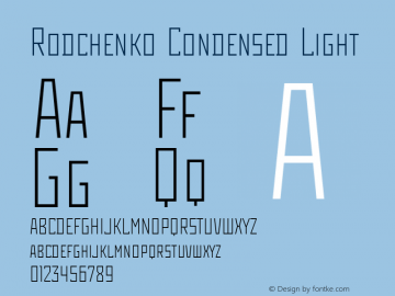 Rodchenko Condensed Light Version 001.000 Font Sample