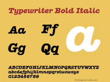 Typewriter Bold Italic Altsys Fontographer 3.5  4/11/93图片样张