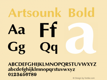 Artsounk Bold 1999; 1.0, initial release Font Sample