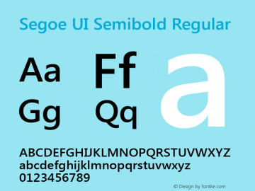 Segoe UI Semibold Regular Version 0.90 Font Sample