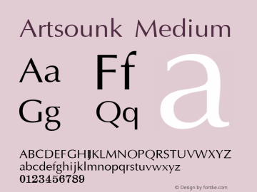 Artsounk Medium 1999; 1.0, initial release Font Sample