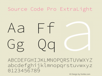 Source Code Pro ExtraLight Version 1.000 Font Sample