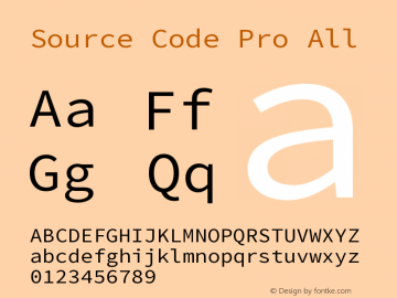Source Code Pro All Version 1.000 Font Sample