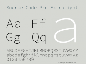 Source Code Pro ExtraLight Version 1.000 Font Sample