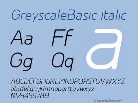 GreyscaleBasic Italic Version 001.000图片样张