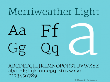 Merriweather Light Version 1.276 Font Sample