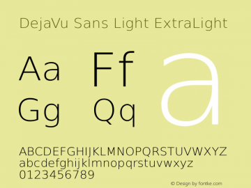 DejaVu Sans Light ExtraLight Version 2.31 Font Sample