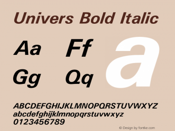 Univers Bold Italic Version 1.04图片样张