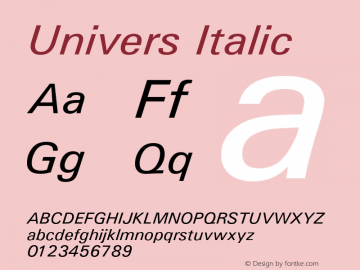 Univers Italic Version 1.04图片样张