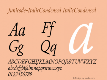 Junicode-ItalicCondensed ItalicCondensed Version 0.6.15 Font Sample