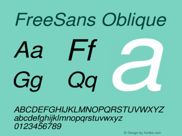 FreeSans Oblique Version $Revision: 1.51 $ Font Sample