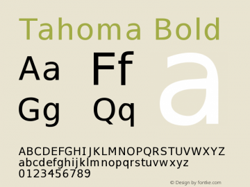 Tahoma Bold Version 0.001 Font Sample