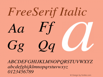 FreeSerif Italic Version $Revision: 1.60 $图片样张