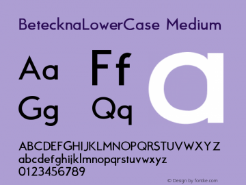 BetecknaLowerCase Medium Version Font Sample