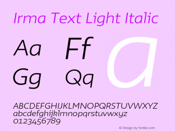 Irma Text Light Italic Version 1.000图片样张