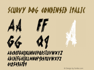 Scurvy Dog Condensed Italic Version 1.000 Font Sample