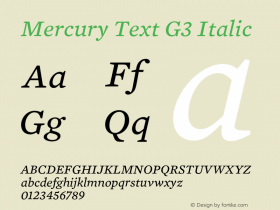 Mercury Text G3 Italic 001.000图片样张