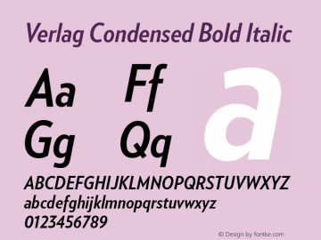 Verlag Condensed Bold Italic Version 001.001图片样张