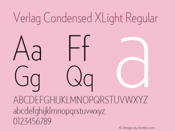 Verlag Condensed XLight Regular Version 001.001图片样张