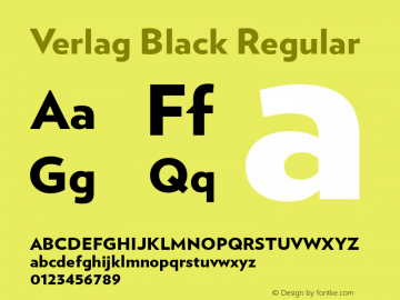 Verlag Black Regular Version 001.001 Font Sample