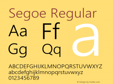 Segoe Regular Version 5.15 Font Sample