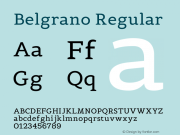 Belgrano Regular Version 1.001 Font Sample