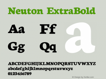 Neuton ExtraBold Version 1.42 Font Sample