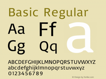 Basic Regular Version 1.001 Font Sample