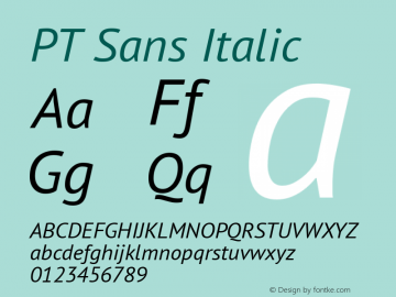 PT Sans Italic Version 2.003W OFL Font Sample