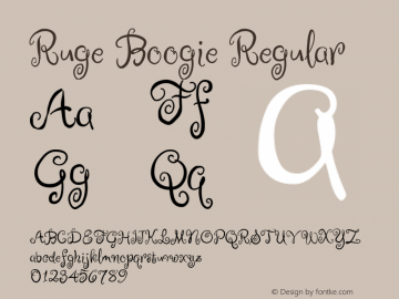 Ruge Boogie Regular Version 1.003 Font Sample