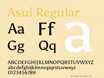 Asul Regular Version 1.001 Font Sample