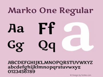 Marko One Regular Version 1.003 Font Sample