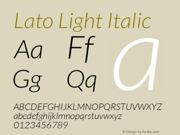 Lato Light Italic Version 1.103; Western+Polish opensource图片样张