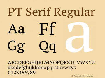 PT Serif Regular Version 1.000W OFL Font Sample