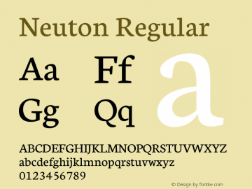 Neuton Regular Version 1.31 Font Sample