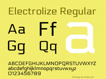 Electrolize Regular Version 1.002 Font Sample