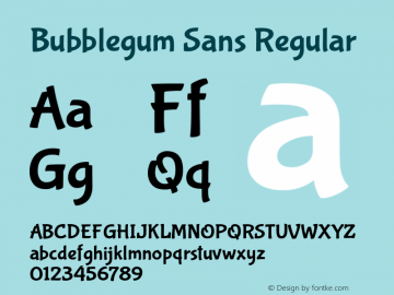 Bubblegum Sans Regular Version 1.001图片样张