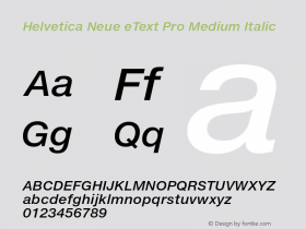 Helvetica Neue eText Pro Medium Italic Version 2.00图片样张