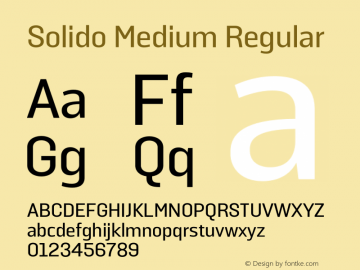 Solido Medium Regular Version 1.001;PS 001.001;hotconv 1.0.70;makeotf.lib2.5.58329 Font Sample
