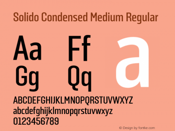 Solido Condensed Medium Regular Version 1.001;PS 001.001;hotconv 1.0.70;makeotf.lib2.5.58329图片样张