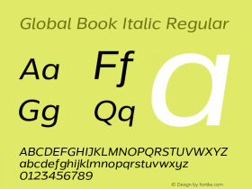 Global Book Italic Regular Version 1.002;PS 001.002;hotconv 1.0.70;makeotf.lib2.5.58329 Font Sample