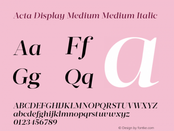 Acta Display Medium Medium Italic Version 1.000 Font Sample