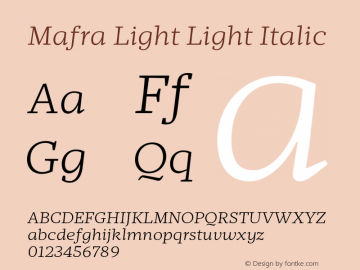Mafra Light Light Italic Version 2.000 Font Sample
