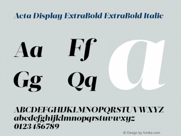 Acta Display ExtraBold ExtraBold Italic Version 1.000 Font Sample