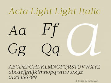 Acta Light Light Italic Version 1.000图片样张