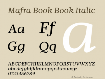 Mafra Book Book Italic Version 2.000 Font Sample