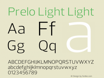 Prelo Light Light Version 1.0 Font Sample