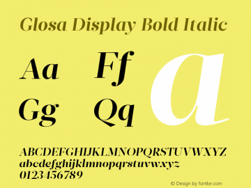Glosa Display Bold Italic Version 1.0图片样张