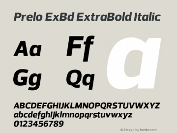 Prelo ExBd ExtraBold Italic Version 1.0 Font Sample